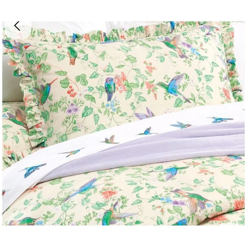Cuddledown Hummingbird Duvet Cover King Keely Garden‎ EUC Floral RETIRED Birds